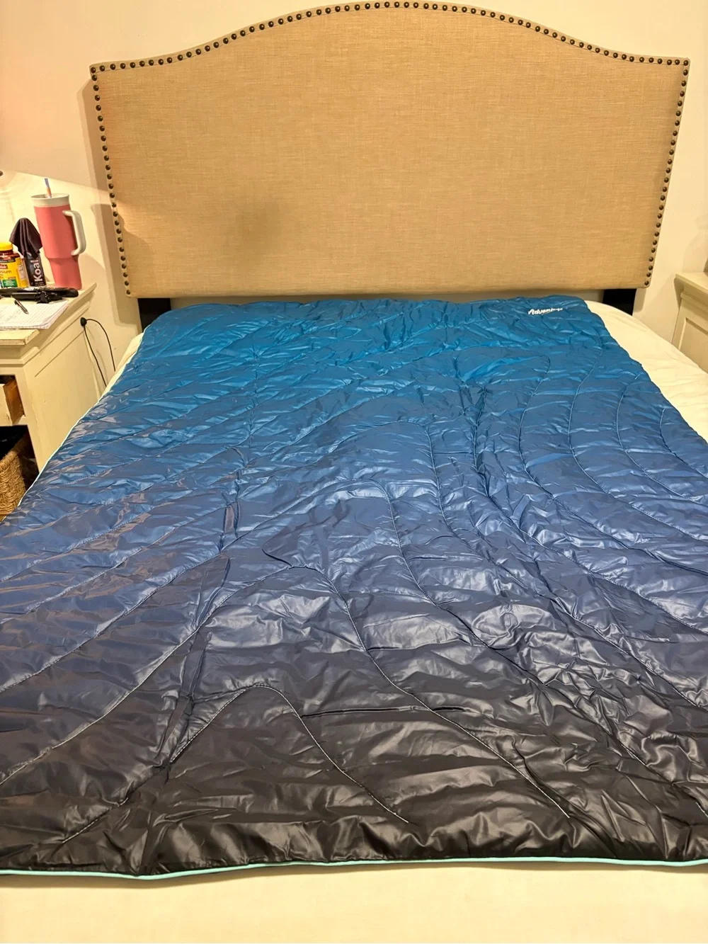 NEW Rumpl Original Puffy Blanket – Ocean Fade – 1 Person 52” x 75”